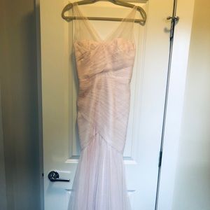 Monique Lhuillier blush bridesmaid dress